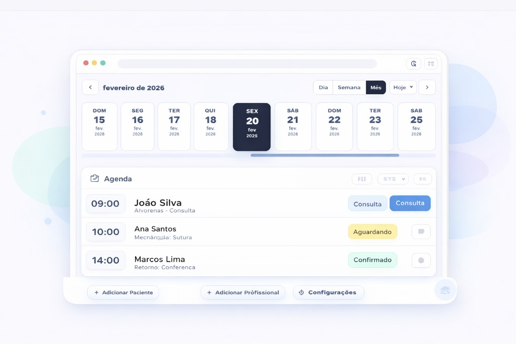 Agenda profissional com calendário e agendamentos