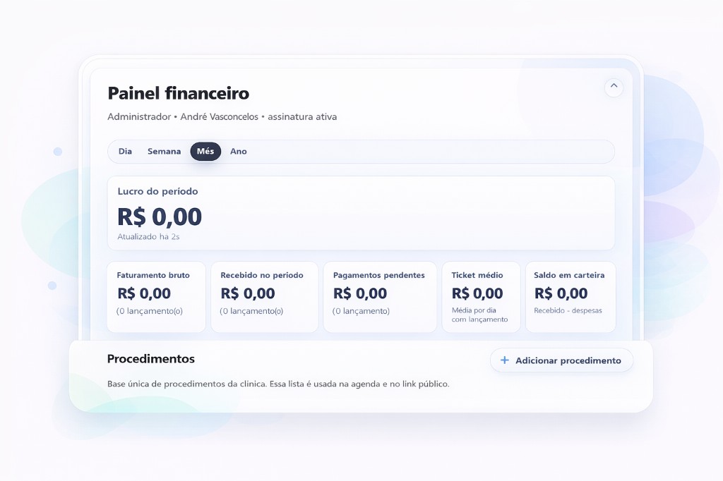 Painel financeiro e histórico